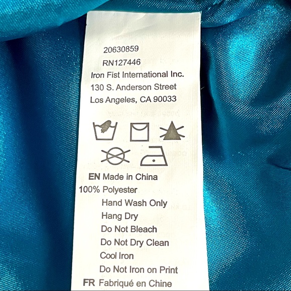 IRON FIST Mermaid For Life teal & aqua embroidered satin bomber jacket NWT - Picture 5 of 9